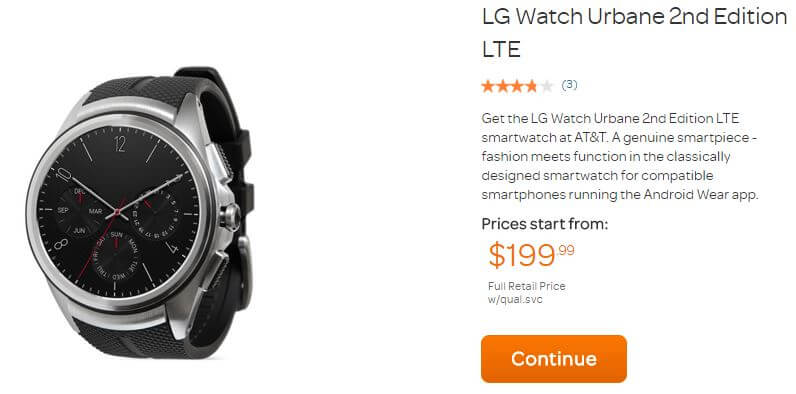 LG Watch Urband 2nd Edition im Angebot bei AT&T