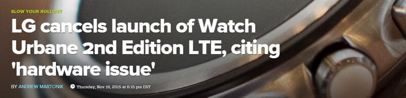 LG stoppt verkauf der LG Watch Urbane 2