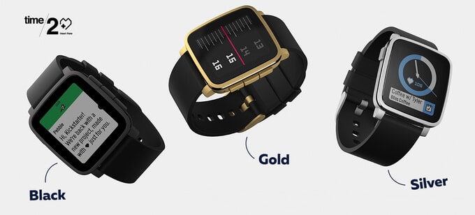 Pebble Time 2 Farben Schwarz, Gold und Silber