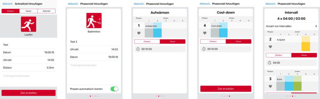 Polar V800 App Schnellziele und Phasenziele anlegen Polar V800 App Schnellziele und Phasenziele anlegen