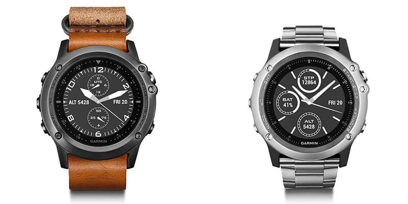 Garmin fenix 3 Saphir mit Leder- und Titanarmband