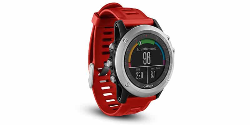 Die fenix 3 Smartwatch mit rotem Armband