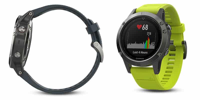 Garmin fenix 5 im Profil und von Vorn