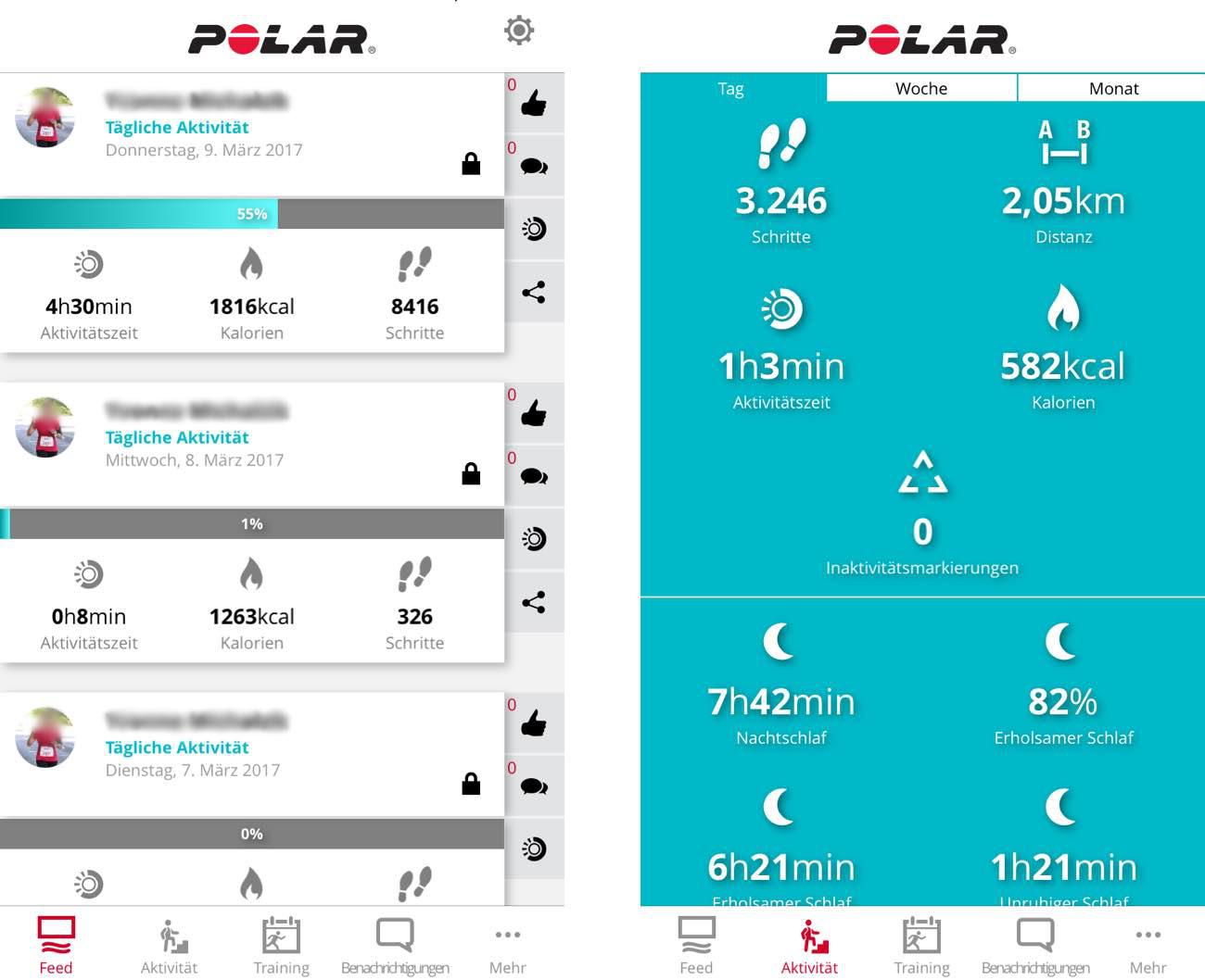 Polar M200 Flow App Aktivitäten Polar M200 Flow App Aktivitäten