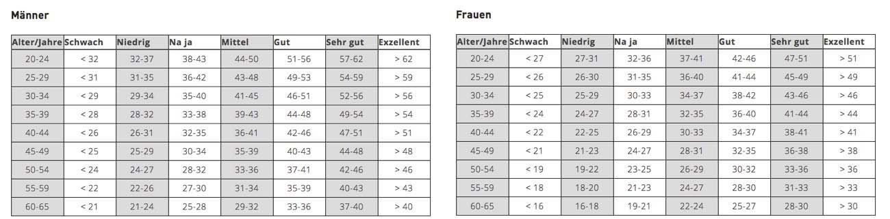 Polar Darstellung VO2max Wert Berechnung Polar Darstellung VO2max Wert Berechnung
