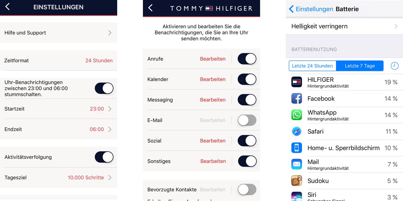 Tommy Hilfiger TH24/7 App Einstellungen