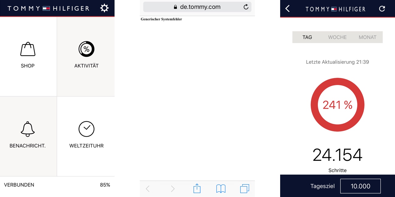 Tommy Hilfiger TH24/7 App Überblick - Shop, Schritte Tommy Hilfiger TH24/7 App Überblick - Shop, Schritte