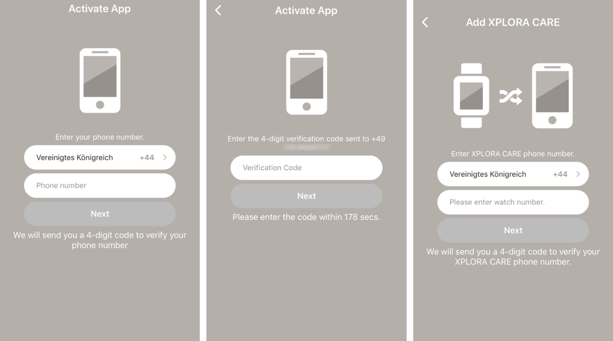 XPLORA Care App, Konto einrichten XPLORA Care App, Konto einrichten