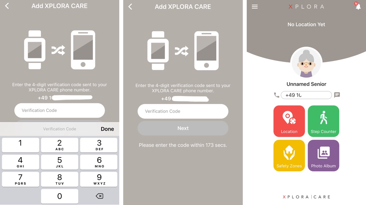 XPLORA Care App, Uhr einrichten