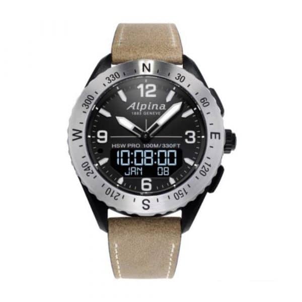 Alpina Alpiner X Smartwatch - Lederband | Hellbraun | Weiß/Schwarz/Silber